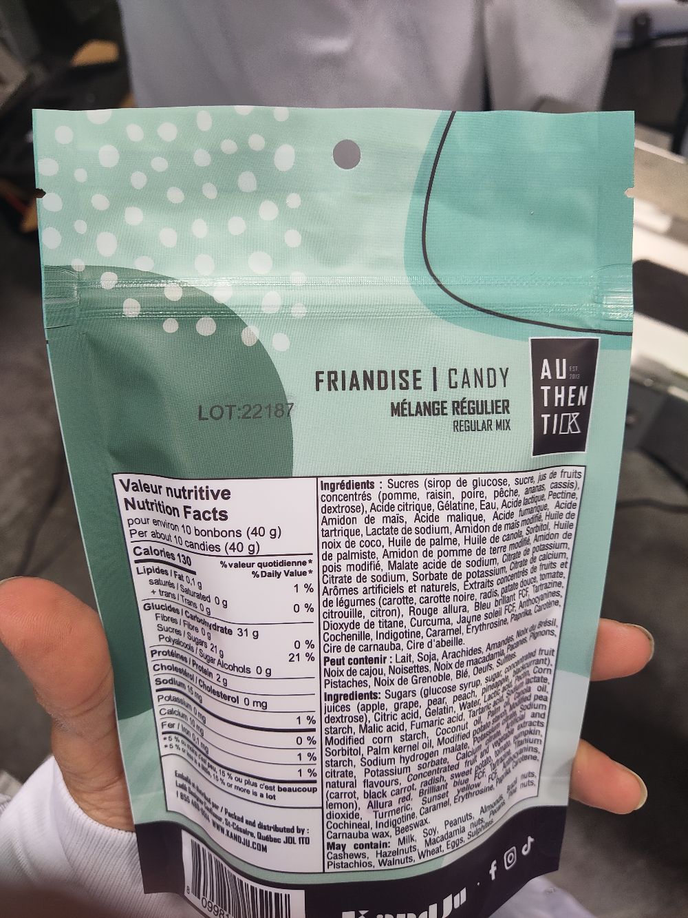 impression tij sac alimentaire lot production